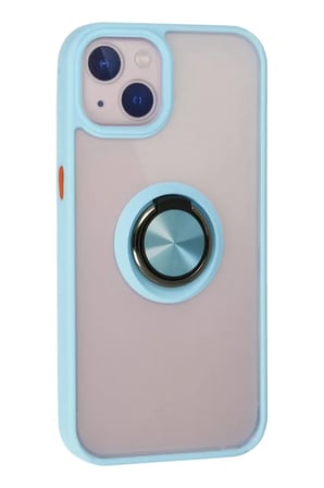 Newface Apple iPhone 13 Kılıf Montreal Yüzüklü Silikon Kapak - Buz Mavi