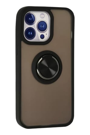 Newface Apple iPhone 13 Pro Kılıf Montreal Yüzüklü Silikon Kapak - Siyah