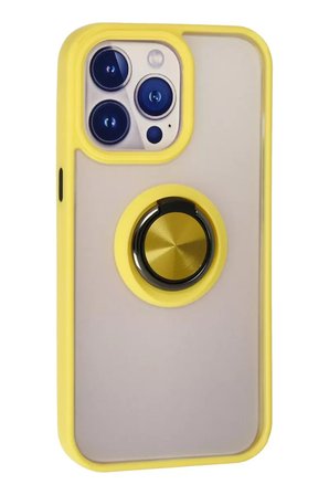 Newface Apple iPhone 13 Pro Kılıf Montreal Yüzüklü Silikon Kapak - Sarı