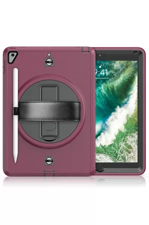 Newface Apple iPad 5 Air 9.7 Kılıf Strap-C Otterbox Tablet Kapak - Mürdüm