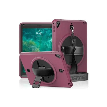 Newface Apple iPad 5 Air 9.7 Kılıf Strap-C Otterbox Tablet Kapak - Mürdüm