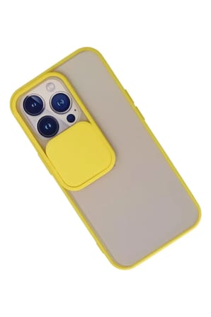 Newface Apple iPhone 13 Pro Kılıf Palm Buzlu Kamera Sürgülü Silikon - Sarı