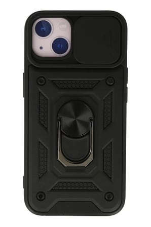 Newface Apple iPhone 13 Kılıf Pars Lens Yüzüklü Silikon - Siyah