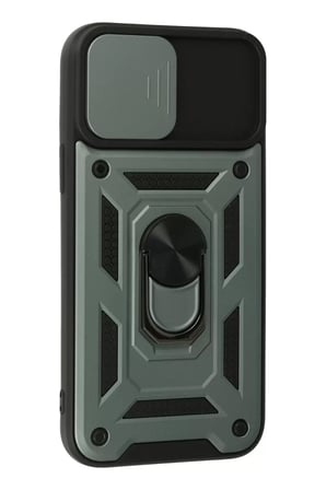 Newface Apple iPhone 13 Pro Max Kılıf Pars Lens Yüzüklü Silikon - Yeşil