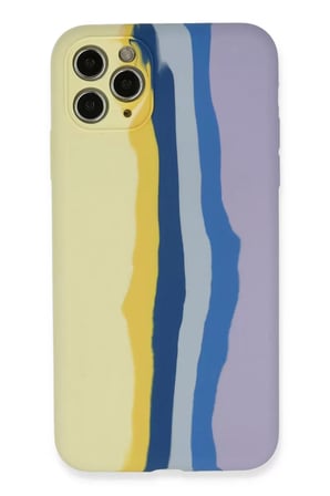 Newface Apple iPhone 11 Pro Kılıf Ebruli Lansman Silikon - Sarı-Lila