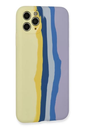 Newface Apple iPhone 11 Pro Kılıf Ebruli Lansman Silikon - Sarı-Lila