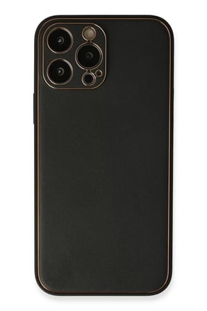 Newface Apple iPhone 13 Pro Max Kılıf Coco Deri Silikon Kapak - Siyah