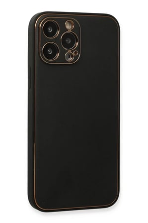 Newface Apple iPhone 13 Pro Max Kılıf Coco Deri Silikon Kapak - Siyah