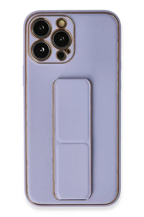Newface Apple iPhone 13 Pro Max Kılıf Coco Deri Standlı Kapak - Lila