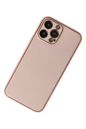Newface Apple iPhone 13 Pro Kılıf Coco Deri Silikon Kapak - Pudra