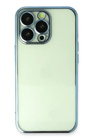 Newface Apple iPhone 13 Pro Max Kılıf Razer Lensli Silikon - Açık Mavi