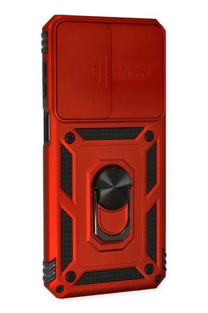 Newface Samsung Galaxy M33 Kılıf Pars Lens Yüzüklü Silikon - Kırmızı