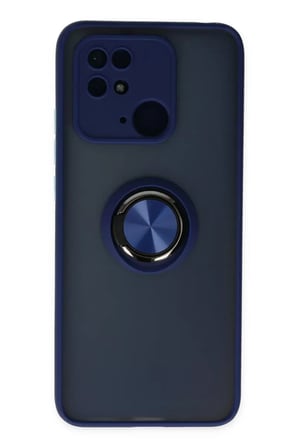 Newface Xiaomi Redmi 10C Kılıf Montreal Yüzüklü Silikon Kapak - Lacivert