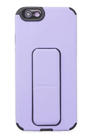 Newface Apple iPhone 6 Kılıf Mega Standlı Silikon - Lila
