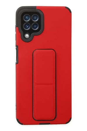 Newface Samsung Galaxy A22 Kılıf Mega Standlı Silikon - Kırmızı