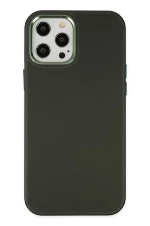 Newface Apple iPhone 12 Pro Max Kılıf Asya Deri Silikon - Koyu Yeşil