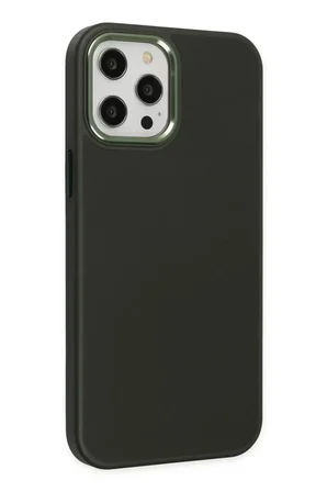 Newface Apple iPhone 12 Pro Max Kılıf Asya Deri Silikon - Koyu Yeşil