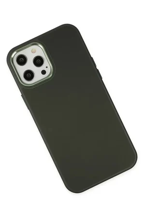 Newface Apple iPhone 12 Pro Max Kılıf Asya Deri Silikon - Koyu Yeşil