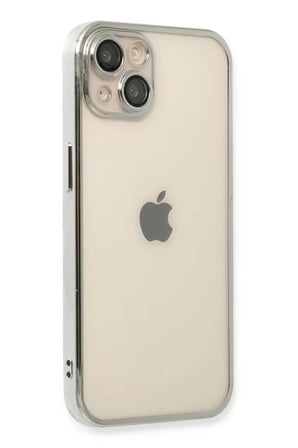 Newface Apple iPhone 14 Plus Kılıf Razer Lensli Silikon - Gümüş