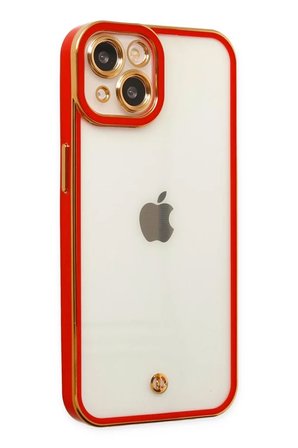 Newface Apple iPhone 14 Plus Kılıf Liva Lens Silikon - Kırmızı