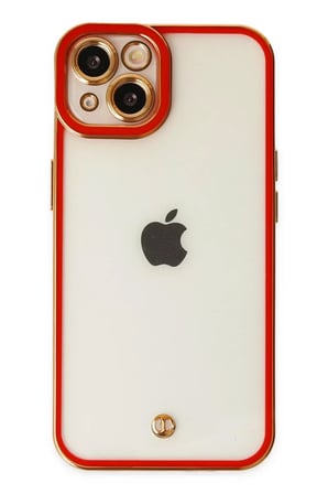 Newface Apple iPhone 14 Plus Kılıf Liva Lens Silikon - Kırmızı