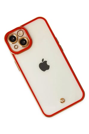 Newface Apple iPhone 14 Plus Kılıf Liva Lens Silikon - Kırmızı