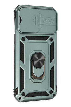 Newface Apple iPhone 14 Pro Kılıf Pars Lens Yüzüklü Silikon - Yeşil