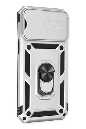 Newface Apple iPhone 14 Pro Kılıf Pars Lens Yüzüklü Silikon - Gümüş