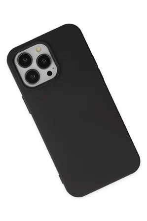 Newface Apple iPhone 14 Pro Max Kılıf Nano içi Kadife Silikon - Siyah