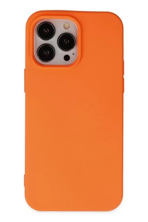 Newface Apple iPhone 14 Pro Max Kılıf Nano içi Kadife Silikon - Turuncu