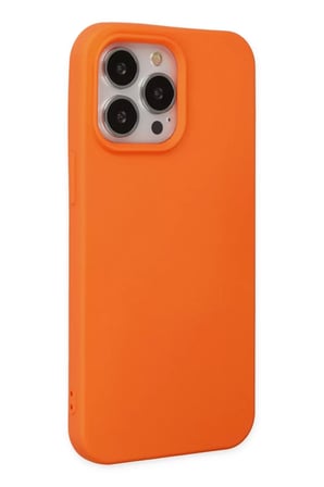 Newface Apple iPhone 14 Pro Max Kılıf Nano içi Kadife Silikon - Turuncu