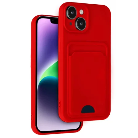 Newface Apple iPhone 14 Kılıf Kelvin Kartvizitli Silikon - Kırmızı