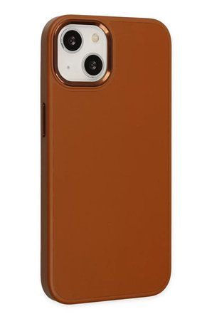 Newface Apple iPhone 14 Plus Kılıf Asya Deri Silikon - Kahverengi
