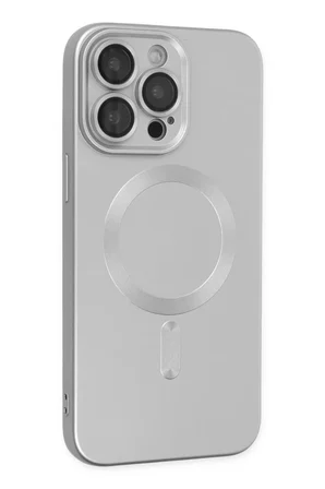 Newface Apple iPhone 13 Pro Max Kılıf Moshi Lens Magneticsafe Silikon - Gümüş