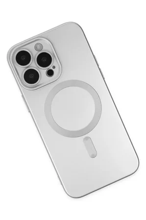 Newface Apple iPhone 13 Pro Max Kılıf Moshi Lens Magneticsafe Silikon - Gümüş