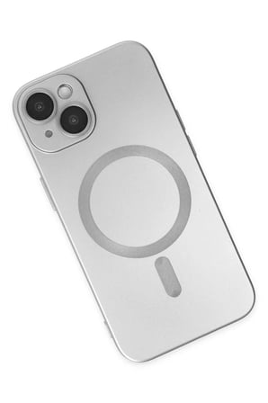 Newface Apple iPhone 14 Plus Kılıf Moshi Lens Magneticsafe Silikon - Gümüş