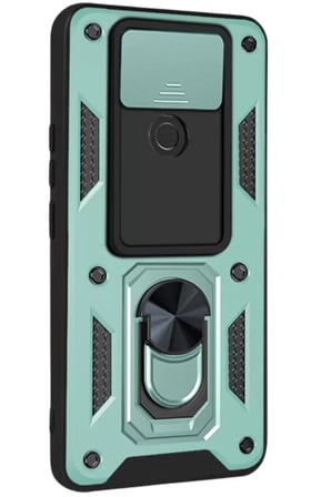 Newface Xiaomi Redmi Note 9 4G Kılıf Pars Lens Yüzüklü Silikon - Yeşil