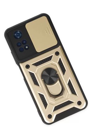 Newface Xiaomi Poco M4 Pro 4G Kılıf Pars Lens Yüzüklü Silikon - Gold