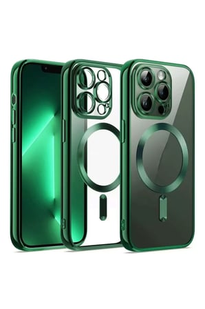 Newface Apple iPhone 12 Pro Kılıf Kross Magneticsafe Kapak - Koyu Yeşil