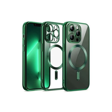 Newface Apple iPhone 12 Pro Kılıf Kross Magneticsafe Kapak - Koyu Yeşil