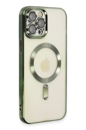 Newface Apple iPhone 12 Pro Max Kılıf Kross Magneticsafe Kapak - Koyu Yeşil