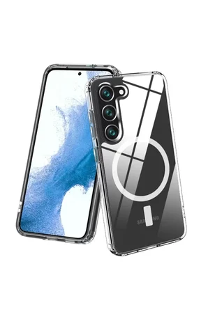 Newface Samsung Galaxy S23 Kılıf Magneticsafe Şeffaf Silikon - Şeffaf