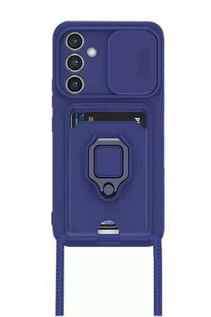 Newface Samsung Galaxy A14 4G Kılıf Zuma Kartvizitli Yüzüklü Silikon - Lacivert
