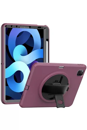 Newface Apple iPad Pro 11 (2018) Kılıf Hand Strap Tablet Kılıfı - Mürdüm