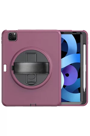 Newface Apple iPad Pro 11 (2018) Kılıf Hand Strap Tablet Kılıfı - Mürdüm