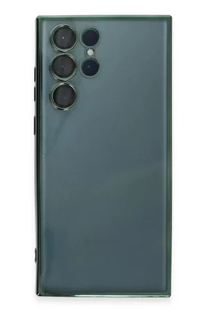 Newface Samsung Galaxy S22 Ultra Kılıf Razer Lensli Silikon - Yeşil