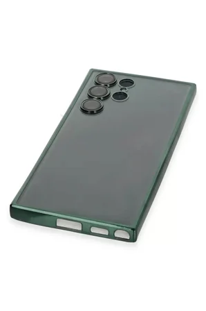 Newface Samsung Galaxy S22 Ultra Kılıf Razer Lensli Silikon - Yeşil