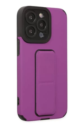 Newface Apple iPhone 13 Pro Kılıf Mega Standlı Silikon - Mor