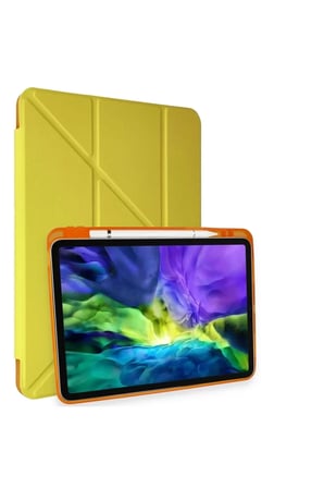 Newface Apple iPad Pro 11 (2018) Kılıf Kalemlikli Mars Tablet Kılıfı - Açık Sarı