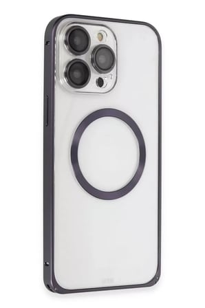 Joko Apple iPhone 14 Pro Kılıf Metal Bumper Magneticsafe Kapak - Derin Mor